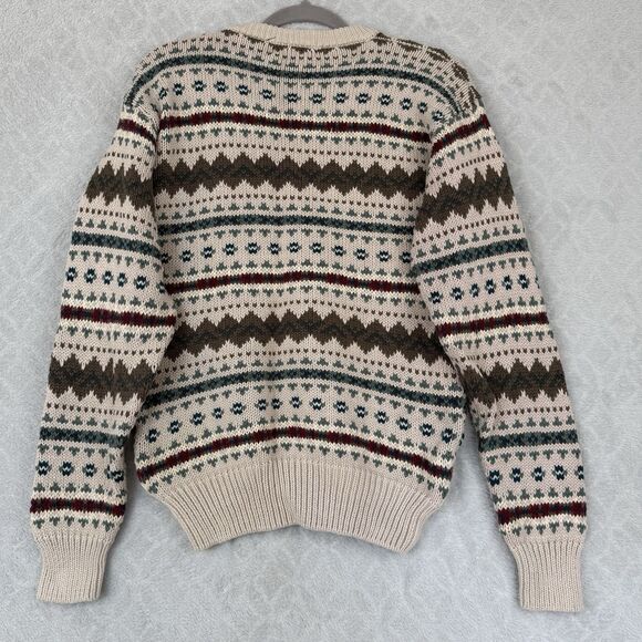 Vtg Eddie Bauer Chunky Knit Sweater Men Large Fair Isle Nordic Grandpa 90s Cosby - Picture 3 of 8